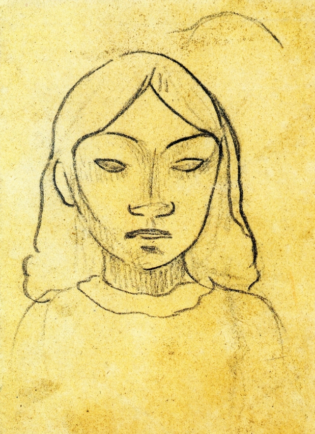 Tahitian woman's head (1892) Paul Gauguin tablo - Dekolata