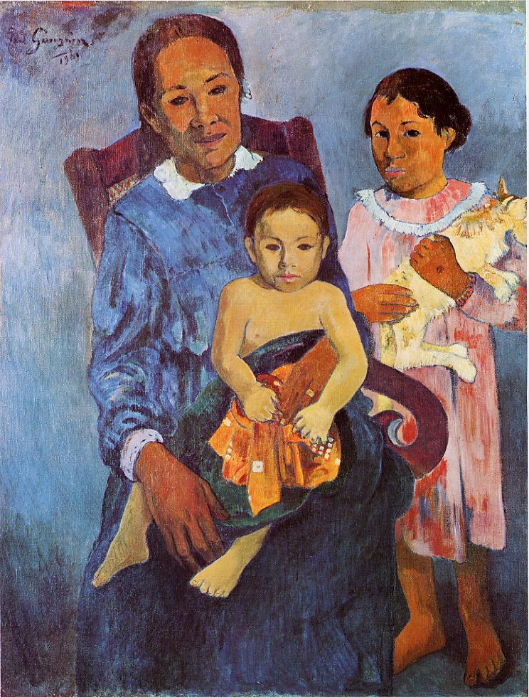 Tahitian woman and two children (1901) – Paul Gauguin Tablo
