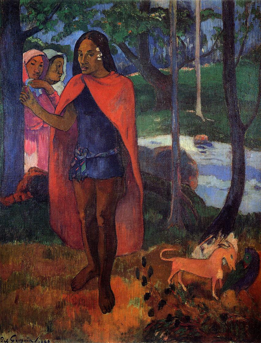 The Sorcerer of Hiva Oa (Marquesan Man in the Red Cape) (1902) Paul Gauguin tablo - Dekolata