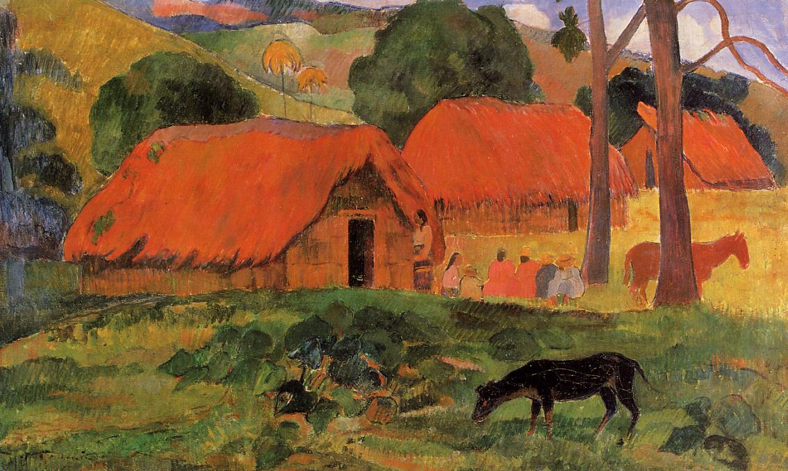 The Three Huts (1891) Paul Gauguin tablo - Dekolata