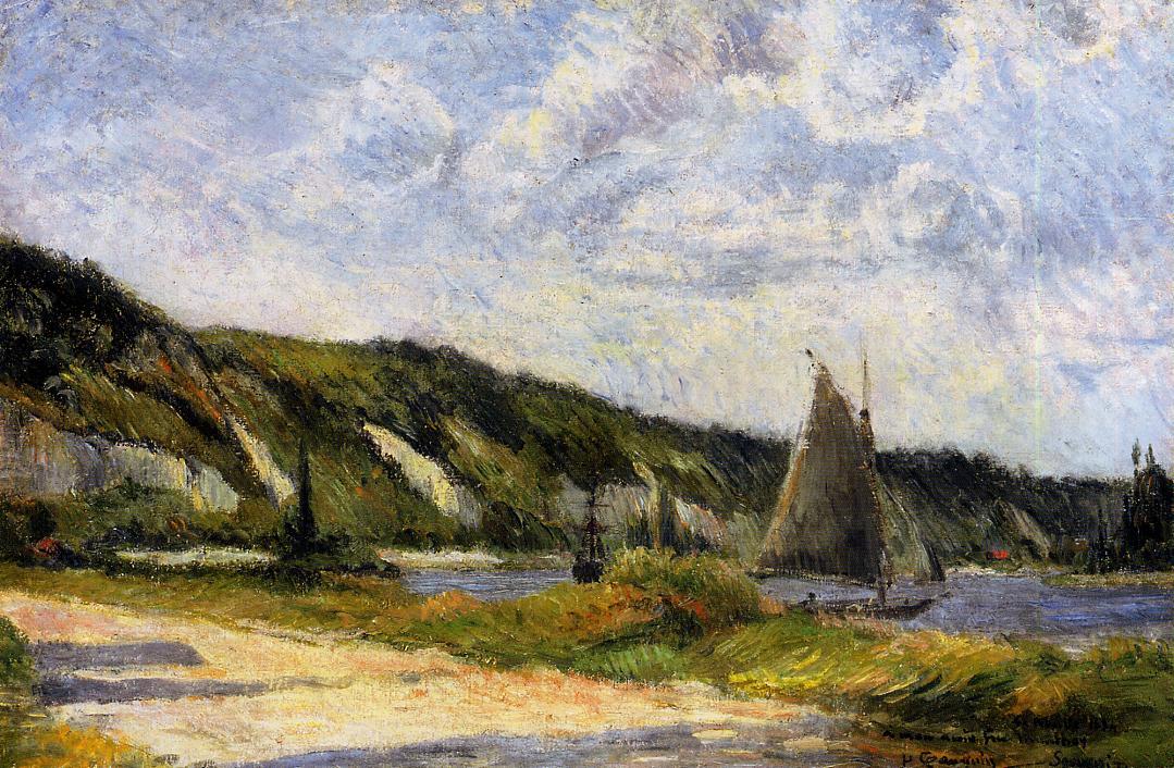 The cliffs of Le Bouille (1884) Paul Gauguin tablo - Dekolata