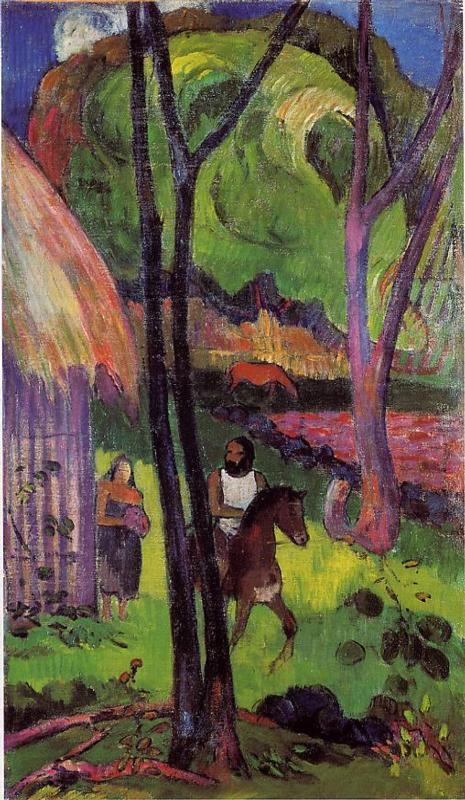 The rider in front of the hub (1892) Paul Gauguin tablo - Dekolata