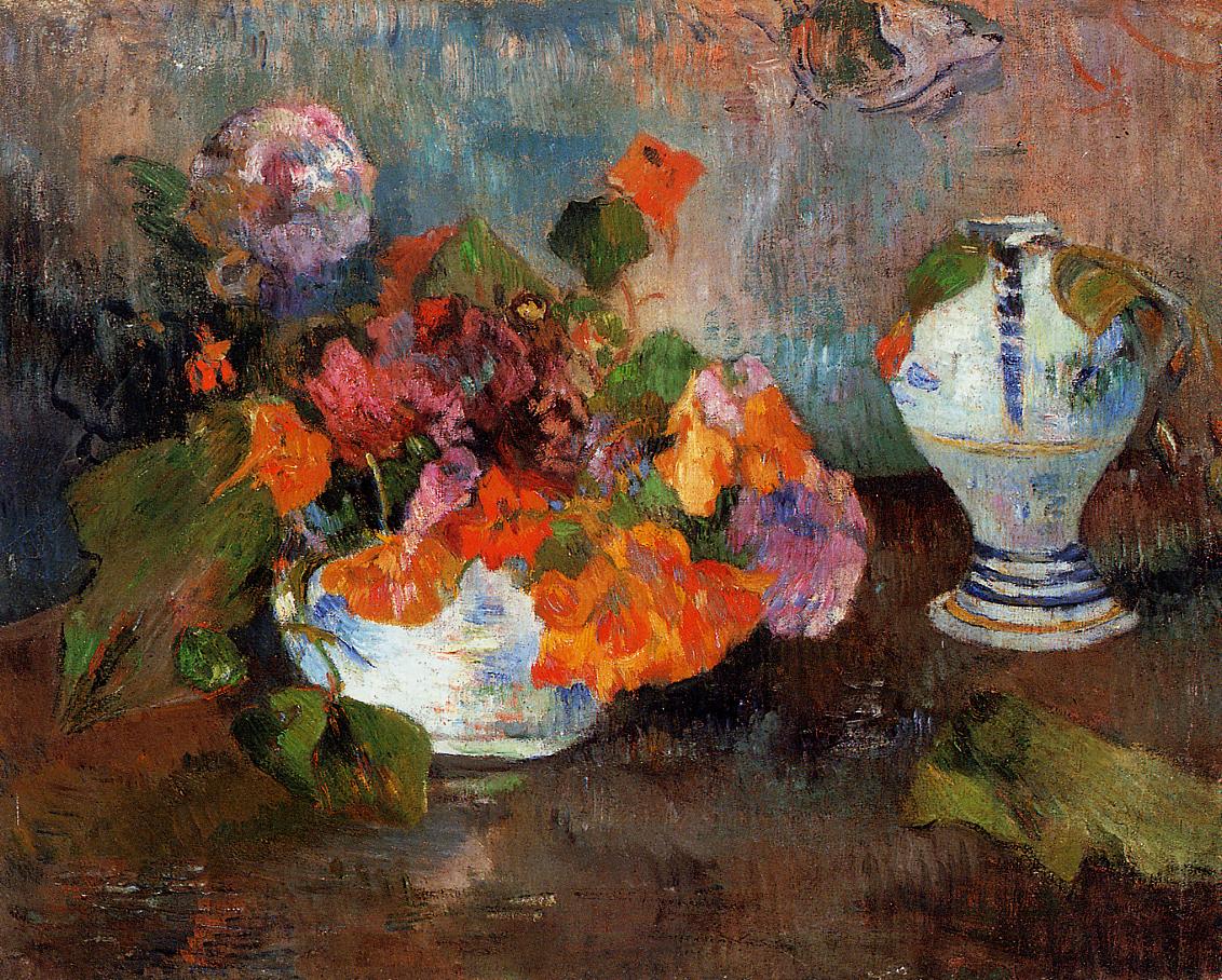 The vase of nasturtiums (1886) Paul Gauguin tablo - Dekolata