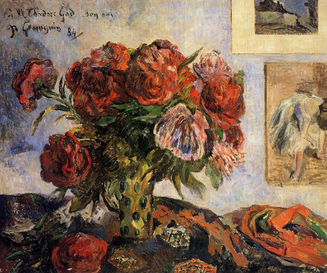 The vase of peonies (1884) – Paul Gauguin Tablo