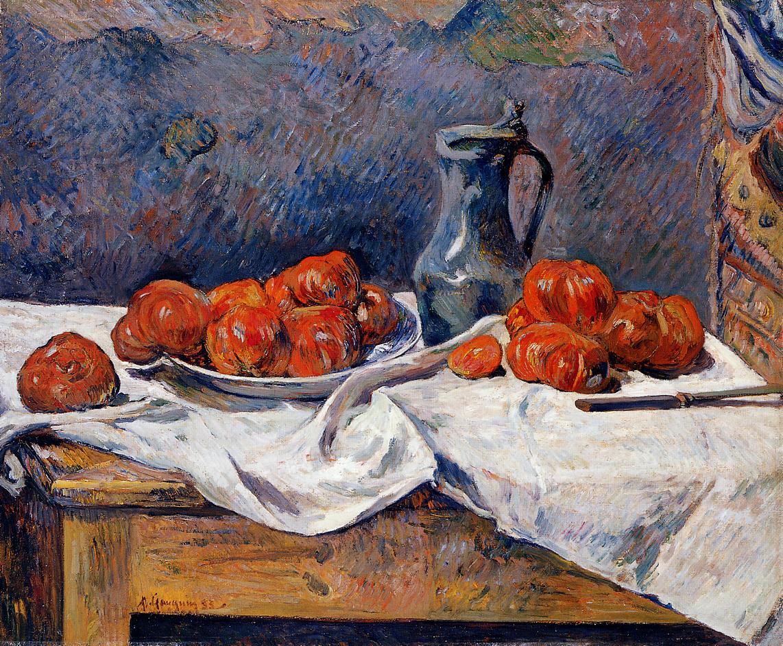 Tomatoes and a pewter tankard on a table (1883) Paul Gauguin tablo - Dekolata