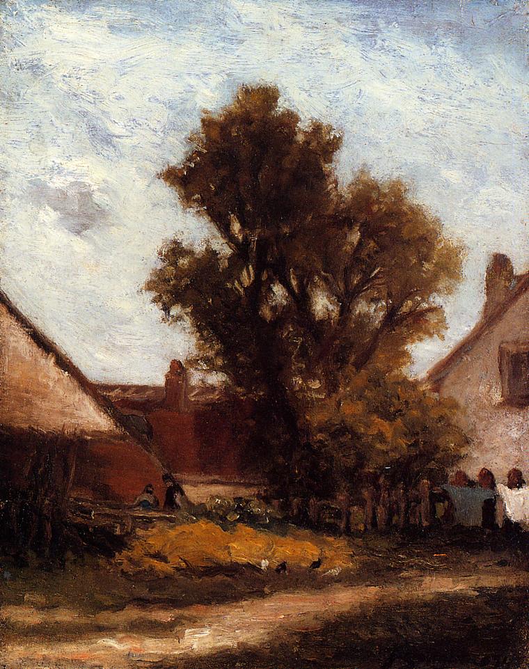 Tree in the farm yard (1874) Paul Gauguin tablo - Dekolata