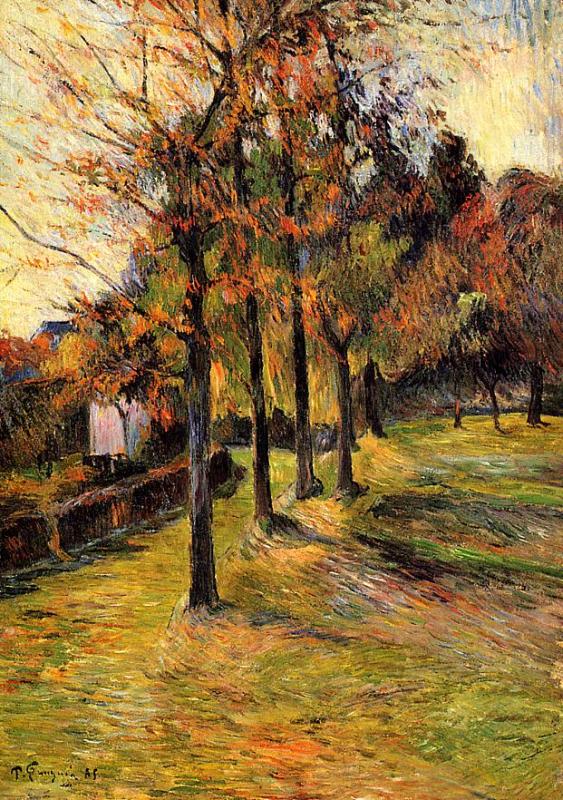 Tree linen road, Rouen (1885) Paul Gauguin tablo - Dekolata
