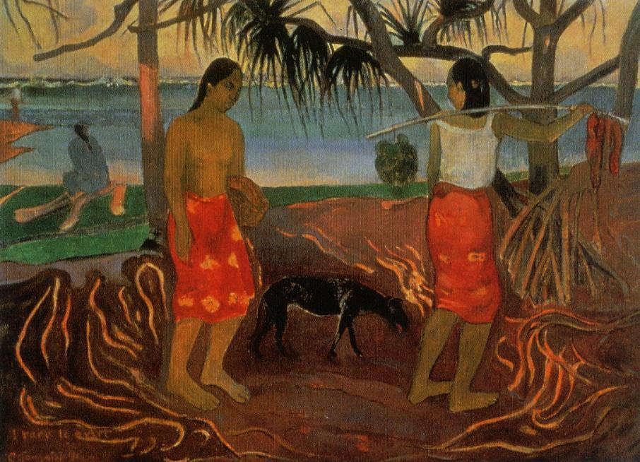 Under the Pandanus (1891) Paul Gauguin tablo - Dekolata