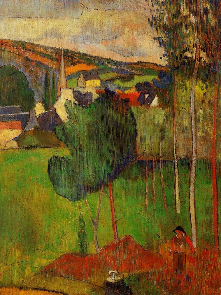 View of Pont Aven from Lezaven (1888) – Paul Gauguin Tablo