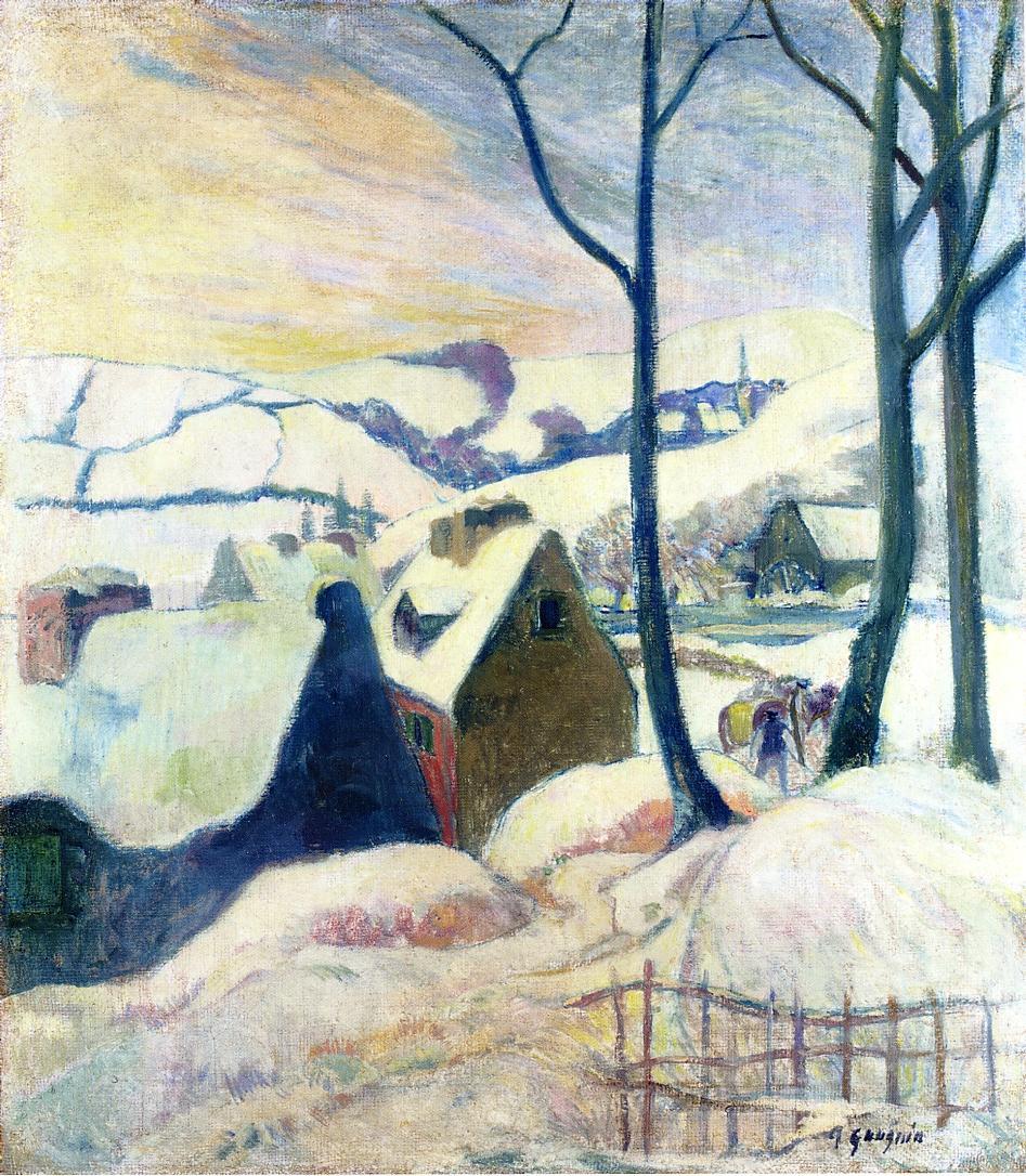 Village in the snow (1894) Paul Gauguin tablo - Dekolata