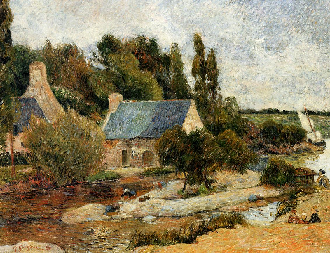 Washerwomen at Pont Aven (1886) Paul Gauguin tablo - Dekolata