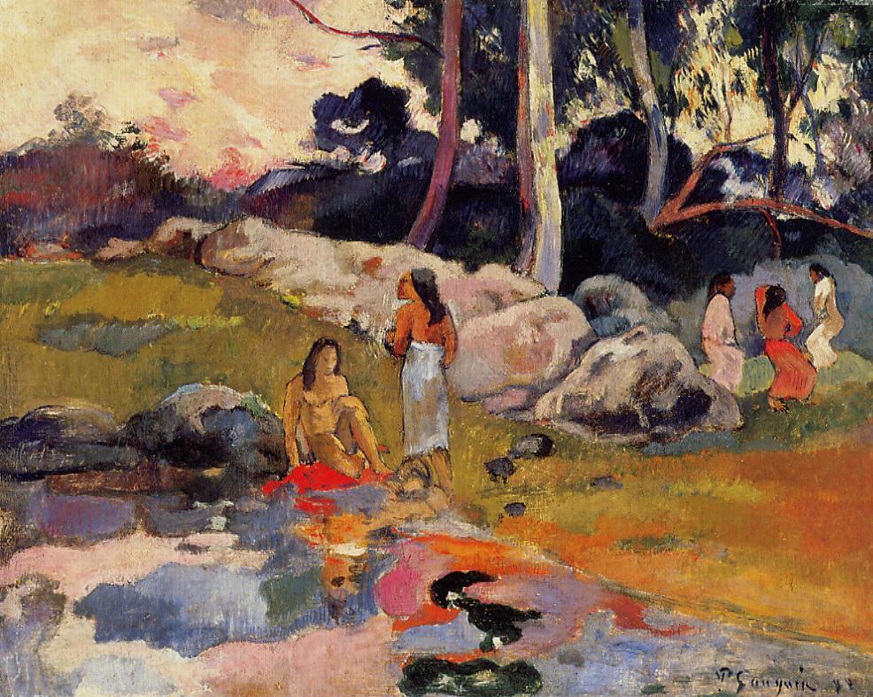 Women at the banks of river (1892) Paul Gauguin tablo - Dekolata