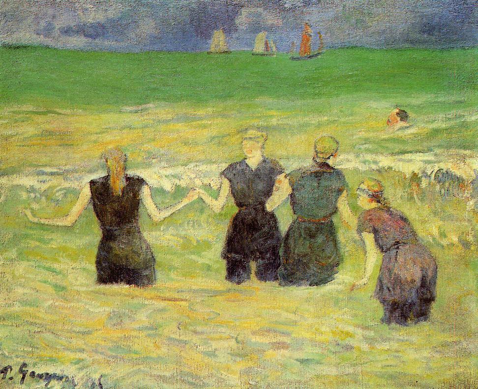 Women bathing (Dieppe) (1885) Paul Gauguin tablo - Dekolata