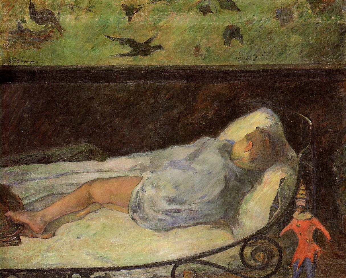 Young Girl Dreaming (Study of a Child Asleep) (1881) Paul Gauguin tablo - Dekolata