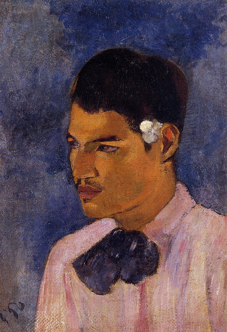 Young Man with a Flower Behind his Ear (1891) Paul Gauguin tablo - Dekolata