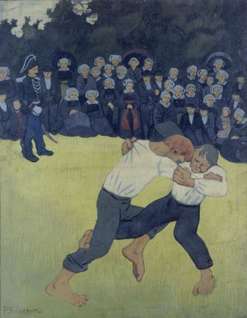 The Wrestling Bretons (1893) Paul Sérusier tablo - Dekolata