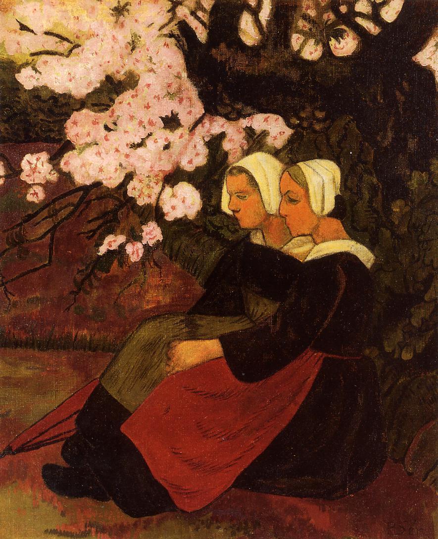 Two Breton Women under a Flowering Apple Tree (1890) Paul Sérusier tablo - Dekolata
