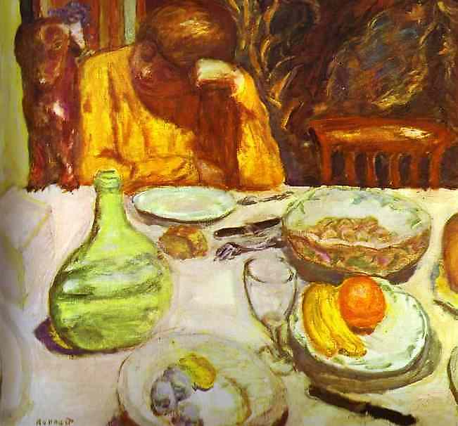 Carafe, Marthe Bonnard with Her Dog (1912) Pierre Bonnard tablo - Dekolata
