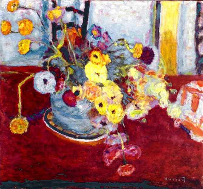 Flowers on a Red Carpet (1928) Pierre Bonnard tablo - Dekolata