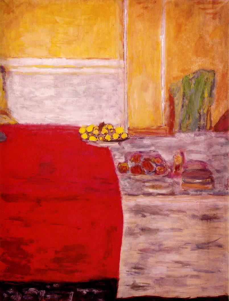 Fruit on the red carpet (1943) Pierre Bonnard tablo - Dekolata