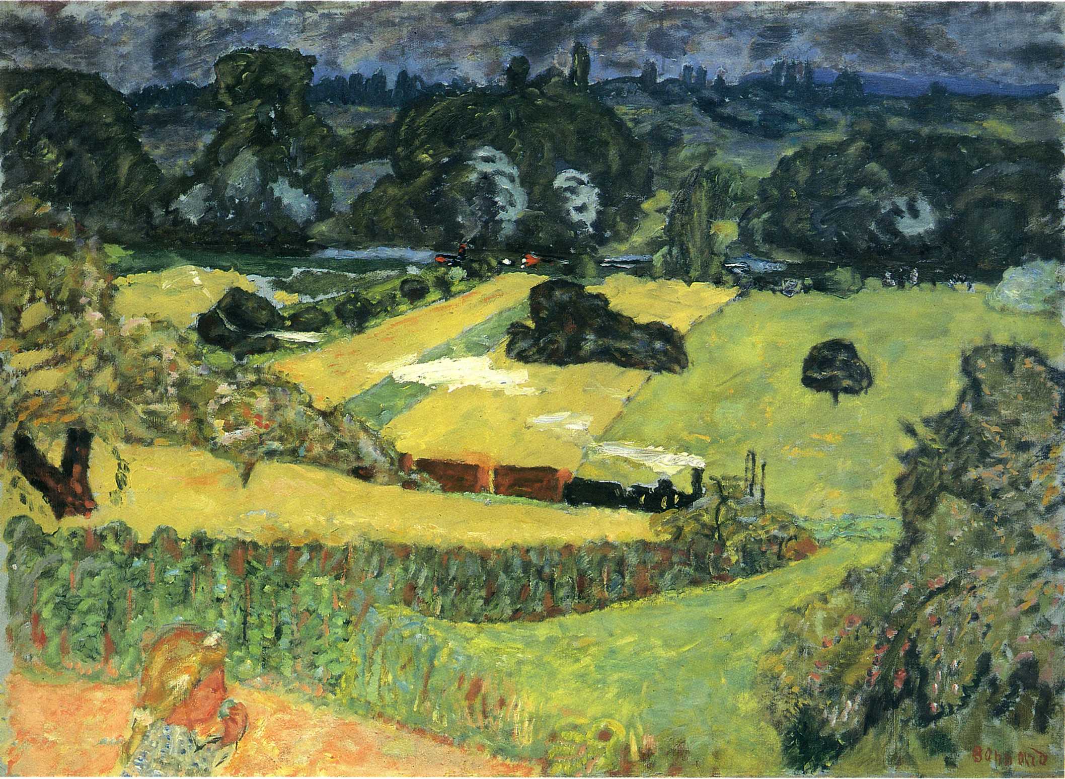 Landscape with freight train (1909) – Pierre Bonnard Tablo