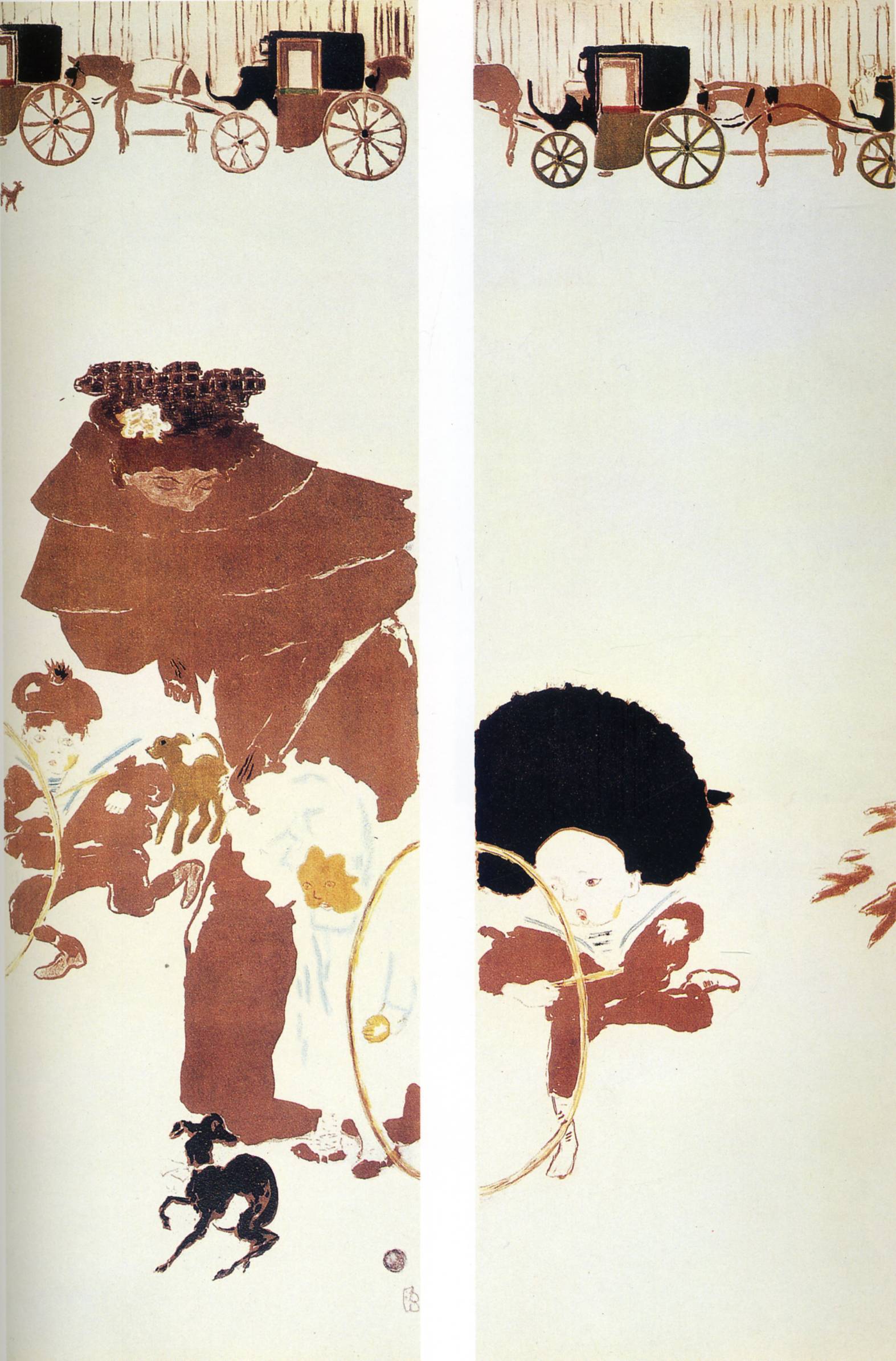 Nannies' promenade, frieze of carriages (1895) Pierre Bonnard tablo - Dekolata