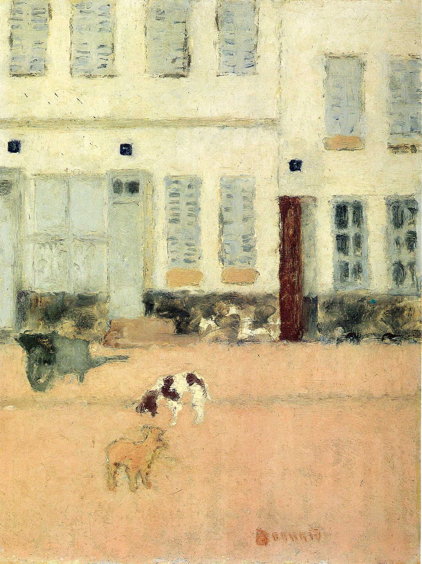 Street in Eragny sur Oise or Dogs in Eragny (1893) – Pierre Bonnard Tablo