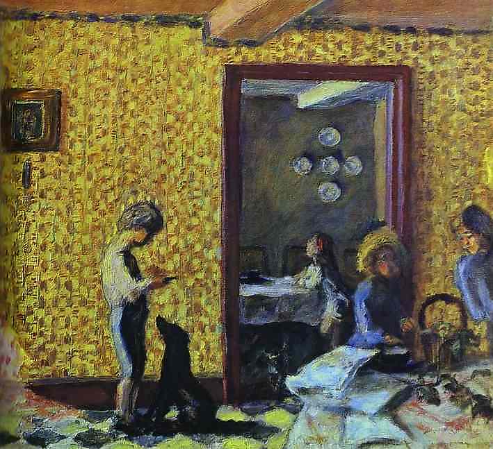 The Terrasse Children with Black Dog (1902) – Pierre Bonnard Tablo