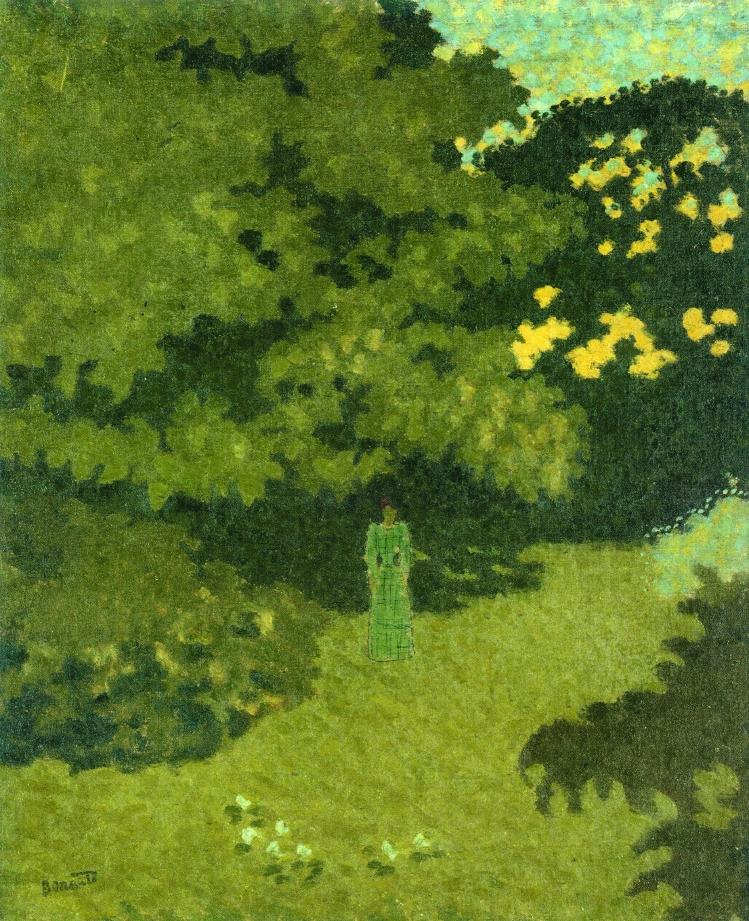 Woman in a Green Dress in a Garden (1892) – Pierre Bonnard Tablo