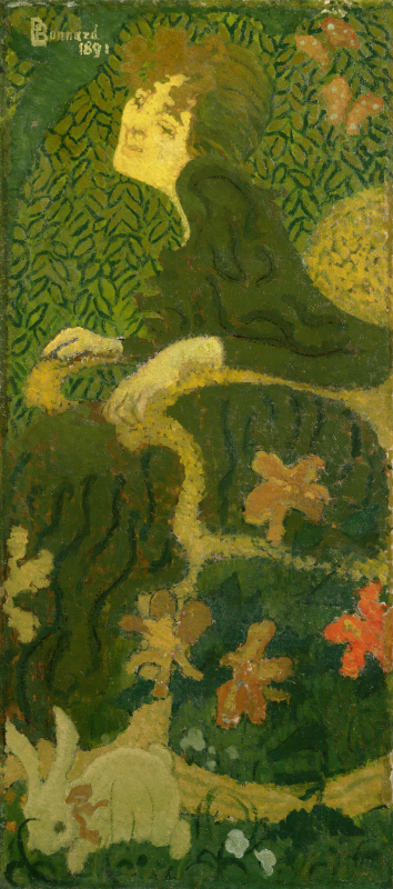 Young Girl Sitting with a Rabbit (1891) Pierre Bonnard tablo - Dekolata