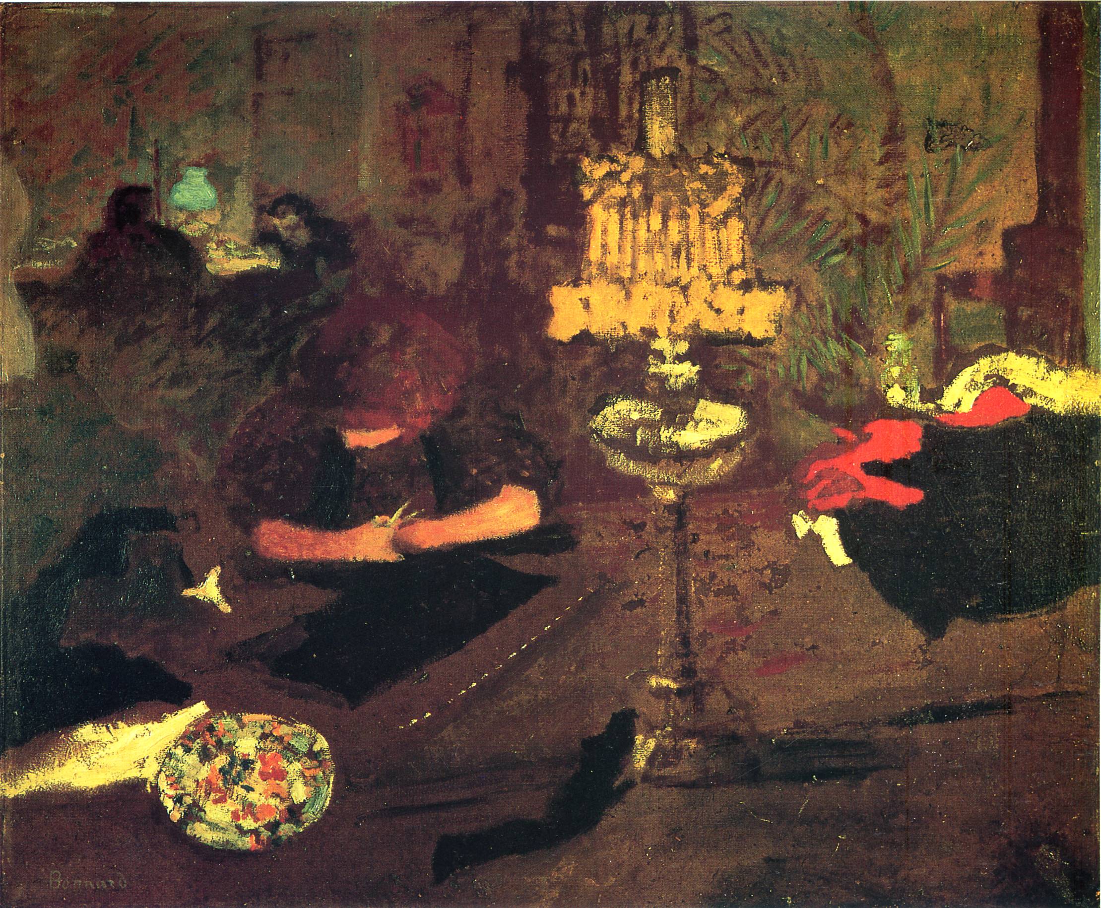 Young woman near lamp Pierre Bonnard tablo - Dekolata