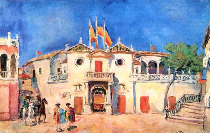 A Square. Set decor for opera 'Carmen' by Georges Bizet. (1944) Pyotr Konchalovsky tablo - Dekolata