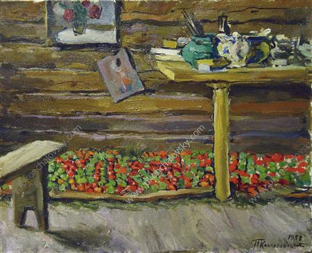 A workshop. Tomatoes on the bench. (1953) Pyotr Konchalovsky tablo - Dekolata