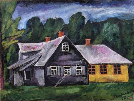 Abramtsevo. Landscape with carpentry. (1911) Pyotr Konchalovsky tablo - Dekolata