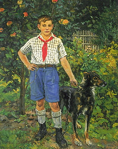 Andron with a dog (1949) Pyotr Konchalovsky tablo - Dekolata