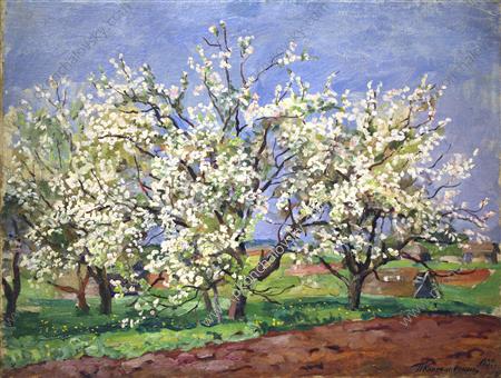 Apple Trees in Blossom. Blue day. (1939) Pyotr Konchalovsky tablo - Dekolata