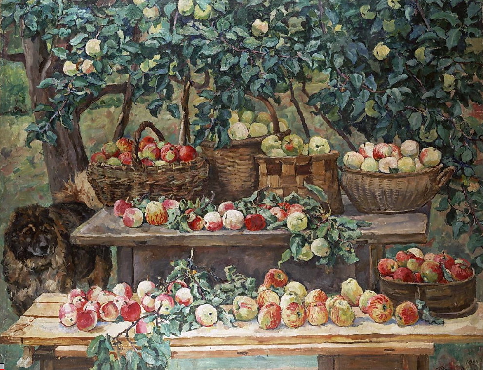 Apples and a dog keeper (1939) Pyotr Konchalovsky tablo - Dekolata
