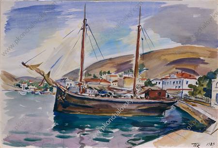Balaklava. Ship to the shore. (1929) Pyotr Konchalovsky tablo - Dekolata