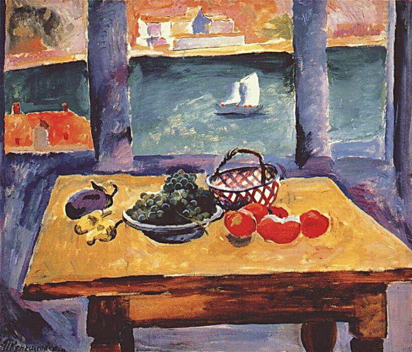 Balaklava. The window. (The grapes on the table). (1929) Pyotr Konchalovsky tablo - Dekolata