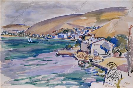 Balaklava. View of the city and the bay. (1929) Pyotr Konchalovsky tablo - Dekolata