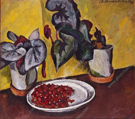 Berries and begonias (1911) – Pyotr Konchalovsky Tablo