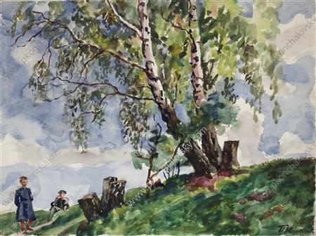 Birches in the Knobs (1941) Pyotr Konchalovsky tablo - Dekolata