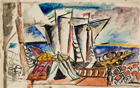 Boats (1918) – Pyotr Konchalovsky Tablo