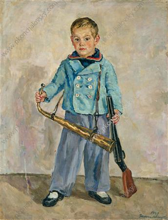 Boy with a Pipe (Andron Mikhalkov) (1940) Pyotr Konchalovsky tablo - Dekolata