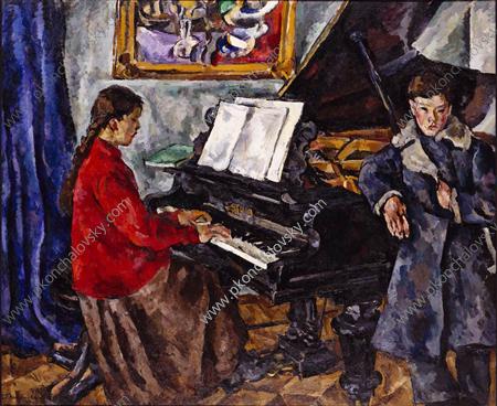 Children at the piano (1919) Pyotr Konchalovsky tablo - Dekolata
