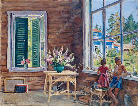 Children in the studio (1947) Pyotr Konchalovsky tablo - Dekolata