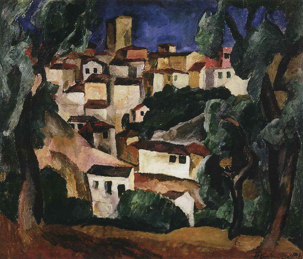 City (1912) Pyotr Konchalovsky tablo - Dekolata