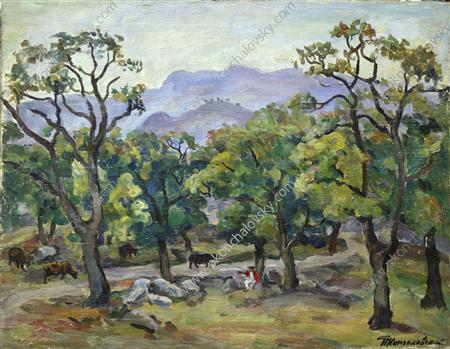 Crimea. Evening Landscape (Yayla). (1930) Pyotr Konchalovsky tablo - Dekolata