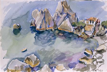 Crimea. The rocks by the sea. (1929) Pyotr Konchalovsky tablo - Dekolata