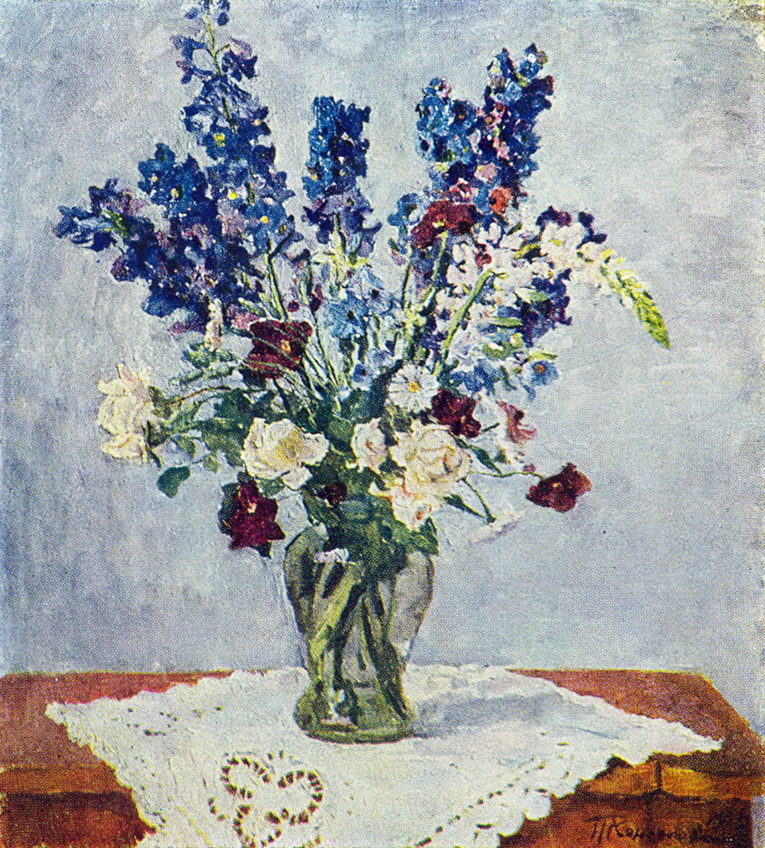 Delphinium and Rose Pyotr Konchalovsky tablo - Dekolata